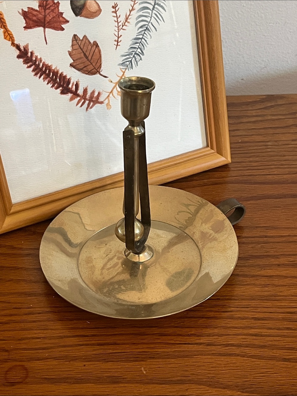 Vintage Brass Chamberstick Candle Holder - Polished Brass Finish